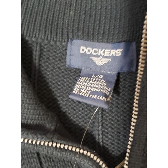 Dockers Men’s Nordic Pattern Cotton Jacquard Sweater Half-Zip Black Size L NWT - Picture 4 of 12